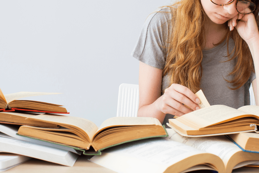 woman studying